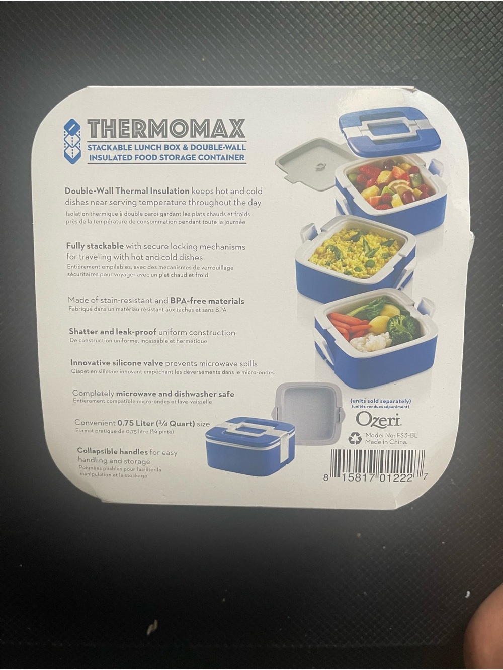 Insulated Stackable Lunch Box - Blue - Picture 2 of 3